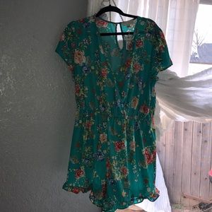 JUMPSUIT/ SHORTS AQUA/ORANGE